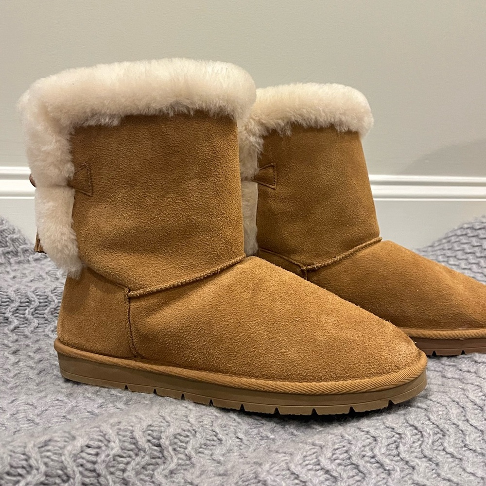 Serra (by ALDI) Sheep Fur-Lined Suede Slip-On Boot 9